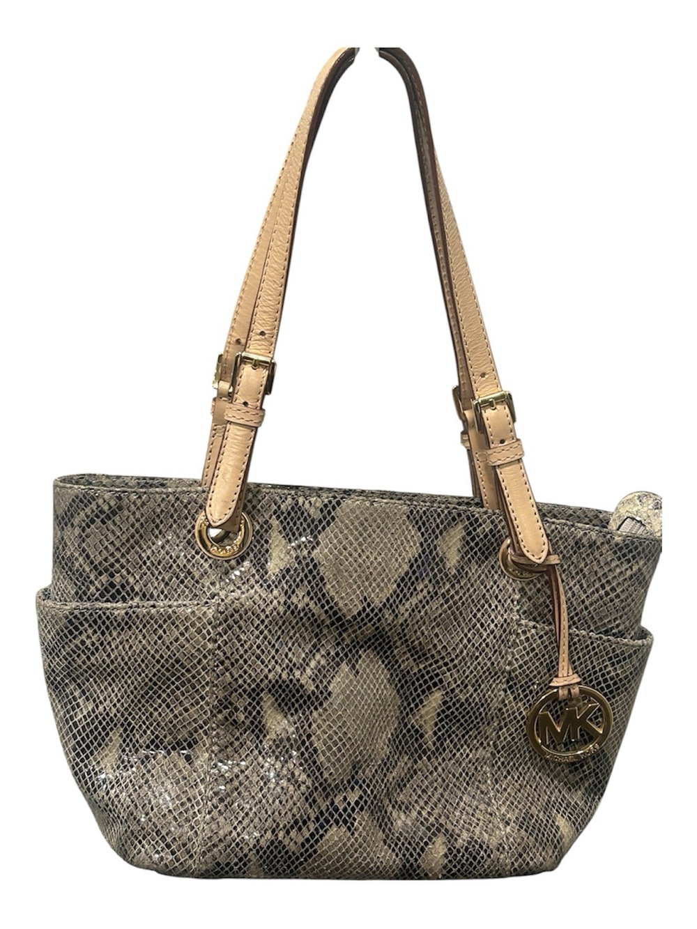 Michael Kors Snake-Print Tote in Tan and Black - Picture 4 of 8